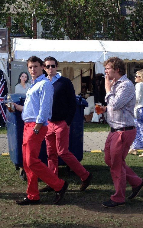 And they just refuse to stop wearing red trousers. | 17 Reasons Posh British People Need To Be Stopped Right Now Sloane Ranger, Three Amigos, Red Trousers, Preppy Mens Fashion, British People, Well Dressed Men, Wearing Red, Look At Me, Well Dressed