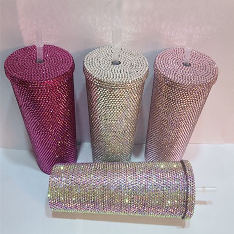 New Product Rhinestone Tumbler Reusable Cold Drinking Cup Bling Bottles, Rhinestone Tumbler, Rhinestone Cups, Rhinestone Projects, Rhinestone Crafts, Bling Crafts, Glitter Tumbler Cups, Travel Car, Sippy Cups