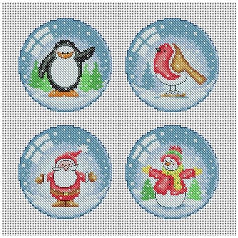 Christmas Snow Globe Characters / Christmas Cross Stitch PDF Pattern / Counted Cross Stitch Chart / Lucie Heaton Christmas Ornament Cross Stitch Patterns, Christmas Card Cross Stitch, Cute Snow Globe, Cross Stitch Christmas Patterns, Christmas Ornament Cross Stitch, Stitch Christmas Ornament, Cross Stitch Smalls, Christmas Counted Cross Stitch, Cross Stitch Christmas Cards