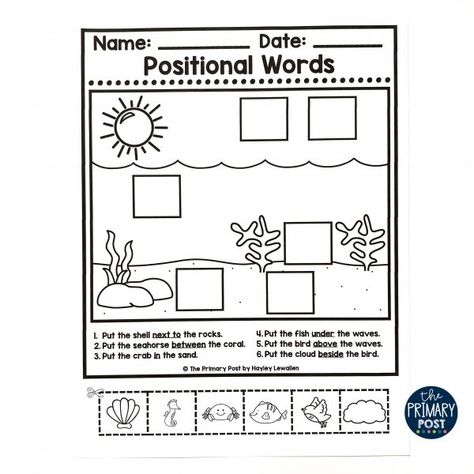 Prepositions Kindergarten, Positional Words Kindergarten, Positional Words Activities, Lesson Plans For Preschool, Positional Language, Preposition Activities, Positional Words, Preposition Worksheets, Pre K Worksheets