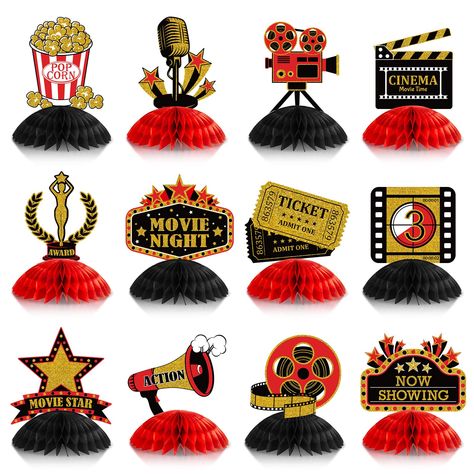 PRICES MAY VARY. Movie Party Decorations: you will get 12 pieces of movie party centerpieces, including stars, microphones, popcorn, tickets, videos, projectors and more, full of movie feelings; These vivid movie night party decorations will make your party a big hit, which can be applied separately to create a pleasant atmosphere Proper Size: these movie centerpieces are about 8.3 x 7.9inches, which match with most tables and can add an elegant atmosphere to the graduation party by setting them Night Party Decorations, Movie Night Party Decorations, Party Decorations Centerpieces, Movie Party Decorations, Kids Party Centerpieces, Stars Table Topper, Homecoming Decorations, Movie Theater Decor, Movie Themed Party