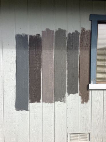 Left to right: gun metal, iron mountain, granite, Amherst gray, Kendall charcoal, Bear creek. Benjamin Moore. Amherst Gray, Grey Interior Doors, Benjamin Moore Exterior, Best Gray Paint, Exterior Gray Paint, Best Gray Paint Color, Kendall Charcoal, Interior Paint Colors Schemes, Iron Mountain