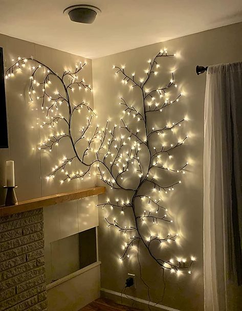 Sareda Enchanted Willow Vine Lights for Home Decor, 8 Modes 7.5ft 144 LEDs Lighted Willow Vine Lights Party Window Decor(1PCS) Black Vine Light Vine Lights, Lights Party, Lighted Branches, Lights For Home, Indoor String Lights, Christmas Room Decor, Metal Wall Art Decor, Christmas Room, Whimsical Decor