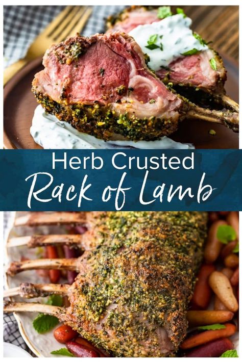 Rack Of Lamb Recipes, Herb Crusted Rack Of Lamb, Lamb Recipes Oven, Lamb Rack Recipe, Lamb Roast Recipe, Mint Yogurt Sauce, Lamb Rack, Roast Rack Of Lamb, Crusted Rack Of Lamb