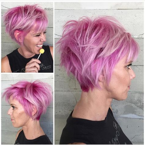 Hot on Beauty on Instagram: “ Bubblegum Punk Wonderful pink hair color and short messy style by @alexisbutterflyloft #hotonbeauty #hothairvids” Bubblegum Pink Hair, Messy Pixie Haircut, Edgy Haircuts, Messy Short Hair, Punk Hair, Hair Color Pink, Edgy Hair, Short Hairstyle, Pixie Hairstyles