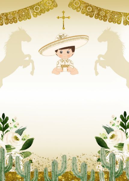 Gold Fiesta Boy Baptism and Birthday Invitation | Zazzle.com Charro Birthday Party Ideas Boy, Charro Theme Party For Boys, Charro Bautizo Ideas Boy, Baptism And Birthday Invitation, Charro Theme Party, Charro Theme, Bautizo Ideas, Jungle Invitations, Painted Wood Letters