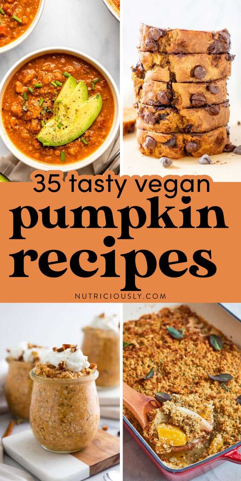 The best sweet and savory vegan pumpkin recipes you'll want to enjoy all fall and winter! Find delicious desserts like pumpkin pie, mug cakes, cookies or rolls alongside savory pumpkin dinner ideas like casseroles, savory scones, mac and cheese, stir fries or salads. Vegan Gourmet Recipes, Pumpkin Dinner, Carrot Desserts, Fall Recipes Breakfast, Vegan Patties, Savory Pumpkin, Pumpkin Salad, Vegan Pumpkin Recipes, Savory Pumpkin Recipes