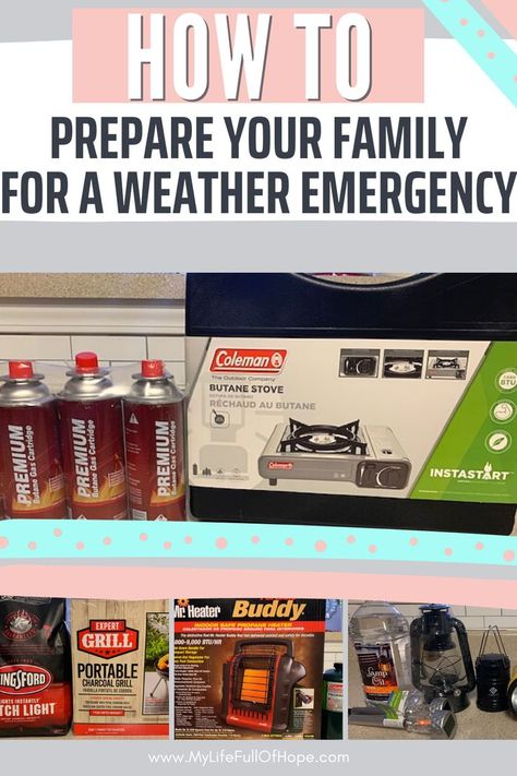 Preparing for emergencies can be overwhelming by not know what items to purchase and what to do next. In this post I share how to prepare for weather related emergencies with natural disasters… More Emergency Car Kit, Storm Preparedness, Storm Prep, Emergency Preparedness Food Storage, Emergency Preparedness Food, Mom Routine, Emergency Prepardness, Emergency Preparedness Kit, Emergency Preparation