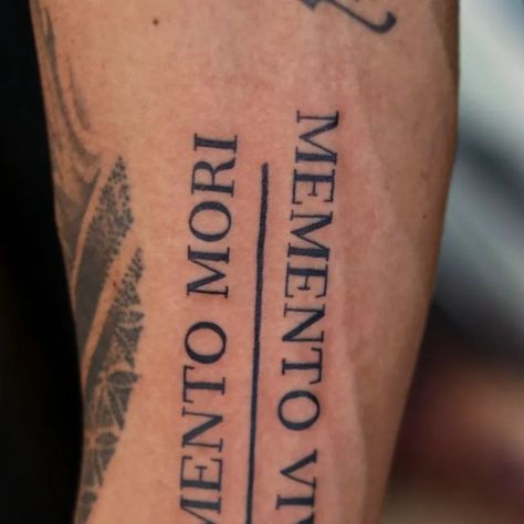 Memento Mori Tattoo Men, Memento Mori Memento Vivere Tattoo, Memento Vivere Tattoo, Momento Mori Tattoo, Mori Tattoo, Memento Mori Tattoo, Momento Mori, Piercing Studio, Forearm Tattoo Men