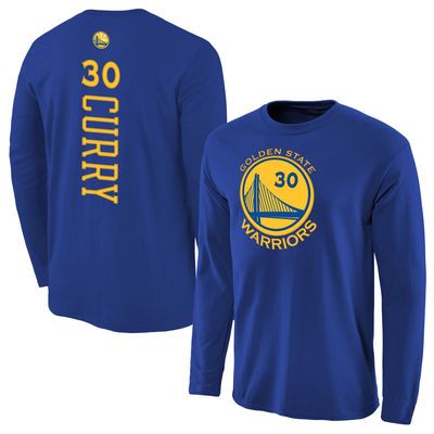 Stephen Curry Golden State Warriors Stacked Name & Number Long Sleeve T-Shirt - Royal Curry Shirt, Stephen Curry Jersey, Curry Warriors, Nba Stephen Curry, Warriors Stephen Curry, Nba Golden State Warriors, Nba Store, Warriors T Shirt, Jersey Outfit