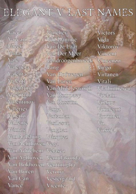 Posh Last Names, Ethereal Last Names, Elegant Surnames Aesthetic, Elegant Names With Meaning, Classy Last Names, Elegant Last Names For Characters, Title Names For Books, Organization Names Ideas, Names Meaning Beauty