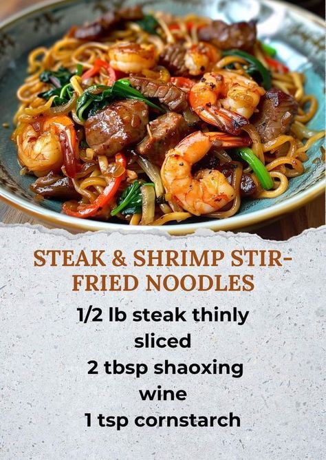 Lobster Stir Fry, Steak Shrimp Stir Fry, Steak And Shrimp Stir Fry, Steak And Shrimp Stir Fry Noodles, Gordon Ramsay Steak, Dried Rice, Steak Shrimp, Recipes Steak, Steak And Lobster