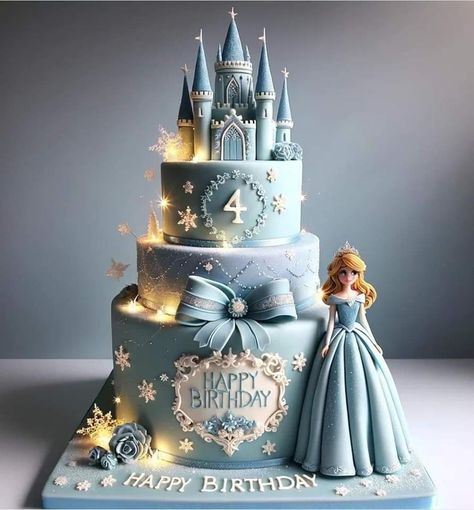 Birthday Cake Princess Disney, Simple Princess Cake, Cinderella Princess Cake, Cinderella Theme Cake, Cinderella Castle Cake, Disney Castle Cake, Frozen Castle Cake, Cinderella Cake Designs, Cinderella Birthday Cake