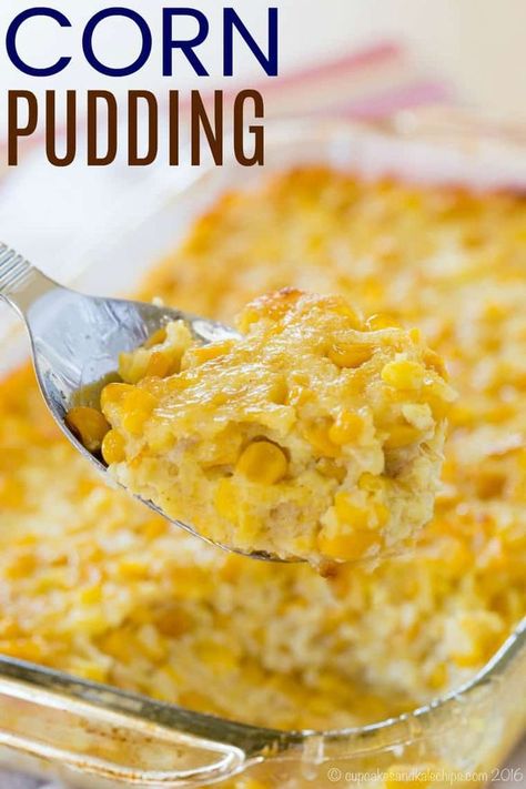 Easy Corn Pudding, Creamed Corn Casserole Recipe, Corn Pudding Casserole, Sweet Corn Casserole, Thanksgiving Casserole Recipes, Sweet Corn Pudding, Jiffy Mix, Casserole Side Dishes, Easy Corn