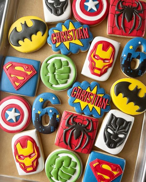 Lego Batman Birthday, Superhero Cake, Batman Birthday, Lego Batman, The Fam, Decorated Cookies, Super Hero, Cookie Decorating, Biscuits