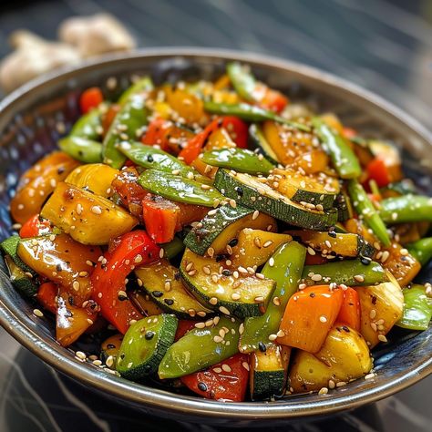 🌞 Celebrate summer with our Summer Vegetable Stir-Fry, bursting with freshness! 🍽️ Summer Vegetable Stir-Fry 🛒 Ingredients: Mixed vegetables (bell peppers, zucchini, snap peas): 4 cups Soy sauce: 3 tbsp Sesame oil: 2 tbsp Garlic: 2 cloves, minced Ginger: 1 tbsp, minced Sesame seeds: 1 tbsp 👩‍🍳 Instructions: Prep veggies: Chop all vegetables. Stir-fry: Heat oil, sauté garlic and ginger, add vegetables. Season: Toss with soy sauce. Garnish: Sprinkle with sesame seeds. 🌟 Dive into the vibran... Noodle Veggie Stir Fry, Cooking Like A Chef, Twist Recipes, Stir Fry Ingredients, Instagram Recipes, Garlic And Ginger, Quick Dishes, Twisted Recipes, Veggie Stir Fry