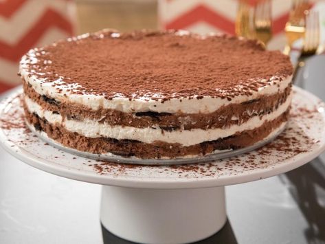 Tiramisu Icebox Torta Recipe | Giada De Laurentiis | Food Network Easy Tiramisu Recipe, Torta Recipe, Chocolate Wafer Cookies, Tiramisu Cake, Tiramisu Recipe, Giada De Laurentiis, Icebox Cake, Baking Project, Baked Dessert Recipes