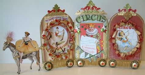 Artfully Musing: Alpha Stamps Circus Tents, Circus Clowns, Circus Crafts, Victorian Toys, Paper Theatre, Circus Train, Free Collage, Toy Theatre, Altered Tins