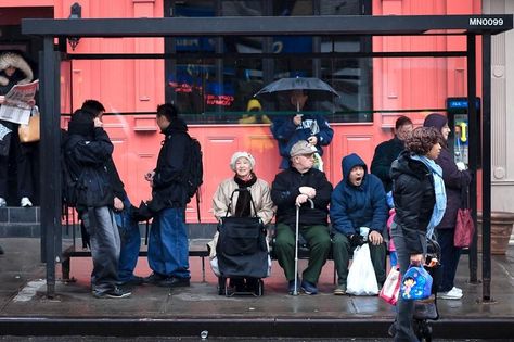 Waiting At Bus Stop, Waiting For The Bus, Bus Art, Narrative Photography, Urban People, Usa People, People Crowd, Intercom System, Human Figure Sketches