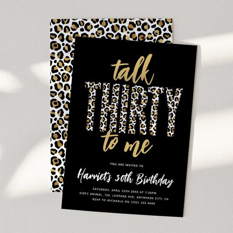 Talk Thirty To Me, 92nd Birthday, 30th Birthday Party Invitations, Text Template, Gold Foil Invitation, 30th Birthday Party, 30th Birthday Invitations, Adult Birthday Invitations, Black Invitation