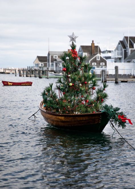 Photo Tile Fireplaces, Azimuth Circle, Nautical Christmas, Nantucket Island, With Christmas Tree, Holiday Christmas Tree, Instagram Christmas, Coastal Christmas, Noel Christmas