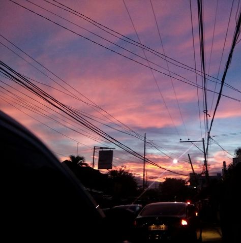 sunset, wires, city, pinkish sky, cars, traffic, pink sky, pink sunset Cars Traffic, Sky Pink, Pink Sunset, Pink Sky, Cars, Pink, Quick Saves