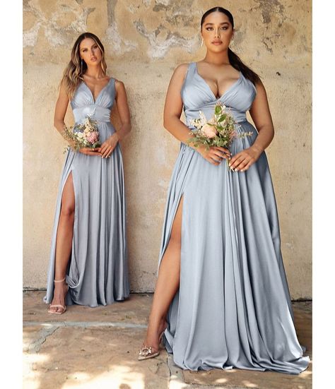 Cinderella Divine Steel Blue Glamour Satin A-Line Bridesmaid Dress Blue Grey Bridesmaid Dress, Light Blue Bridesmaid Dresses Satin, Blue Maid Of Honor Dress, Blue Satin Bridesmaid, Empire Cut Dress, Steel Blue Bridesmaid Dresses, Light Blue Bridesmaid Dresses, Bridesmaid Dresses Satin, Wedding Bridesmaids Dresses Blue