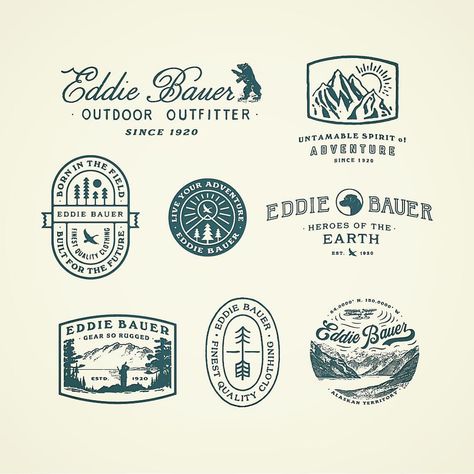 2,897 Likes, 51 Comments - Curtis Jinkins (@neighborhood_studio) on Instagram: “Recent assorted graphic treatments for Mr Bauer” Bd Design, Inspiration Logo Design, Illustration Logo, Vintage Logo Design, Badge Logo, Badge Design, Retro Logo, Vintage Branding, Unique Logo