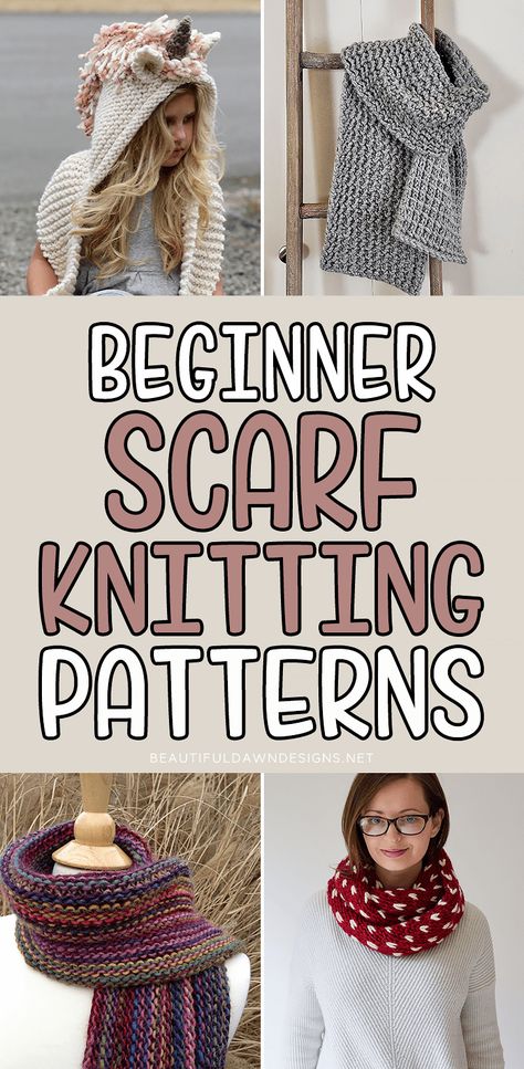 If you're new to knitting, scarves and cowls are some of the easiest beginner-friendly projects you can make. In this post, I'm sharing 12+ beginner-friendly knitting patterns for scarves and cowls. Easy Knit Scarves Free Patterns, One Skein Knit Scarf, Knit Scarves Patterns, Easy Scarf Knitting Patterns Beginner, Easy Knit Scarf Patterns Free Simple, Easy Knitted Scarf Patterns Free, Scarf Patterns Knitting Free, Free Knitting Pattern Scarf, Knitted Scarves Free Patterns