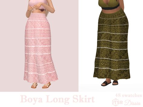 Sims 4 Long Jean Skirt, Sims 4 High Waisted Skirt, Sims Cc Long Skirt, Sims 4 Bottoms Cc Maxis Match, Sims 4 Cc Spiritual Clothes, Maxi Skirt Sims 4 Cc, Sims 4 Maxi Skirt Cc, Bohemian Sims 4 Cc, Sims 4 Boho Clothes