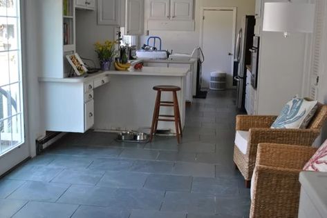 Please Help with Grout Color for Montauk Blue/ Brazilian Gray Slate Blue Slate Tile, Slate Floor Kitchen, Tile Grout Color, Blue Floor Tile, Slate Kitchen, Gray Grout, Slate Tile Floor, Blue Floor, Slate Flooring