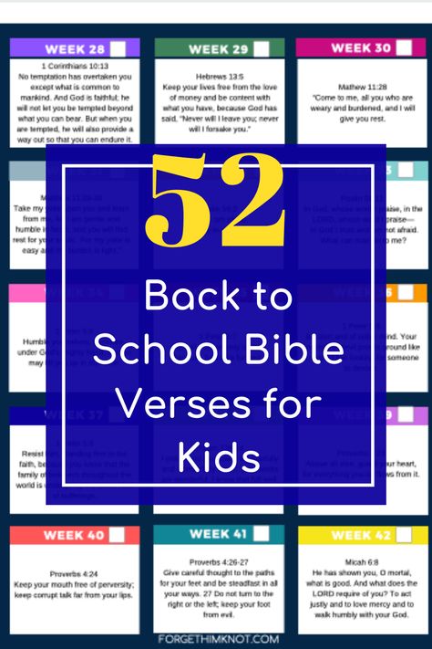 Weekly Bible Verse Memorization, Back To School Bible Lessons For Kids, Back To School Bible Verses, School Bible Verses, Verses To Memorize, Bible Memorization, Catholic Bible Verses, Bible Study Activities, Motivational Bible Quotes