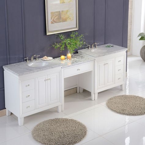 Silkroad Exclusive 103 Transitional Bathroom Vanity Carrara Marble Top Single Sink Cabinet (Carrara White Marble Top), Grey, Size Double Vanities White Double Sink Bathroom Vanity, Double Sinks, Double Vanity Bathroom, White Marble Countertops, Double Sink Vanity, Double Sink Bathroom, White Vanity Bathroom, Transitional Bathroom Vanities, Double Sink Bathroom Vanity