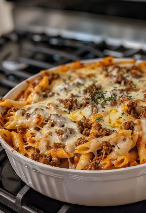 Learn How to Cook Baked Ziti With Ground Beef And Ricotta Recipe For Free | Recipes You'll Love, Made Easy! Baked Ziti With Ground Beef And Ricotta, Quick Baked Ziti, Ziti With Ground Beef, Baked Ziti With Ground Beef, Baked Ziti With Ricotta, Trendy Recipes, Pasta Toppings, Ricotta Recipe, Ziti Recipes