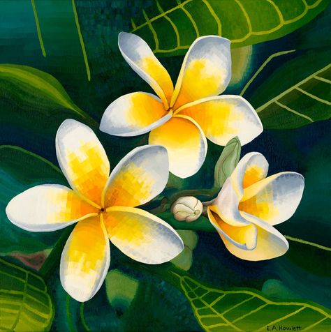 Tropical Painting, Hawaiian Art, Acrylic Painting Flowers, Oil Pastel Drawings, Plant Painting, Simple Acrylic Paintings, Tropical Art, Watercolor Canvas, Beginner Painting