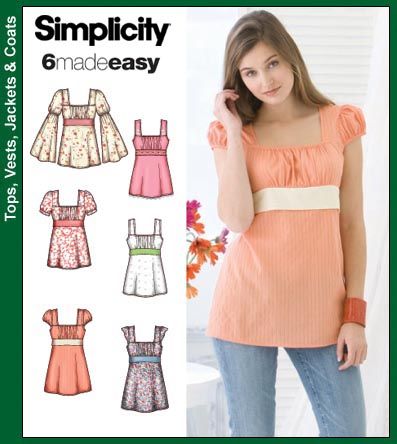 Girls in the Garden: Simplicity 3750 Tunic Tops Pattern, Ladies Tops Patterns, Tunic Sewing Patterns, Empire Waist Tops, Tank Top Pattern, Top Sewing, Tunic Pattern, Top Sewing Pattern, Simplicity Sewing