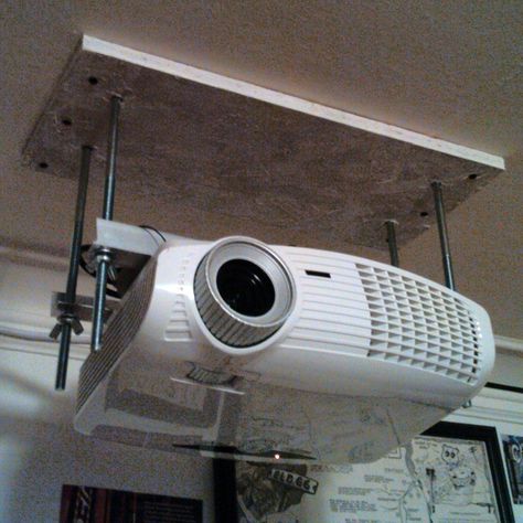 Dirt cheap diy adjustable projector ceiling mount Homemade Projector, Classroom Necessities, Projector Shelf, Korean Bedroom, Projector Ceiling, Mounted Bookshelf, Projector Wall, Projector Ceiling Mount, Diy Golf