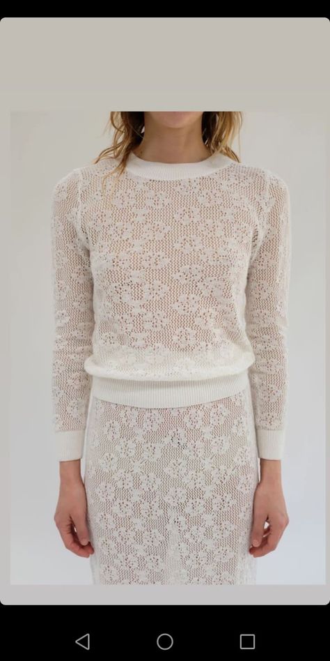 Lace Knitwear, Floral Lace Skirt, Ss 2024, Floral Lace Top, Knitwear Inspiration, White Lace Skirt, Elastic Waist Dress, Floral Lace Tops, Lace Set