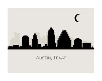 austin skyline Skyline Drawing, Austin Skyline, Austin, Texas, Movie Posters, Art, Film Posters