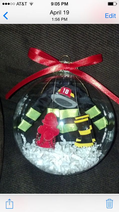 Firefighter ornament Firefighter Ornament, Fire Department Christmas, Fire Tree, Firefighter Crafts, Firefighter Christmas, Fire Gear, Firefighter Family, Firefighter Decor, Firefighter Love