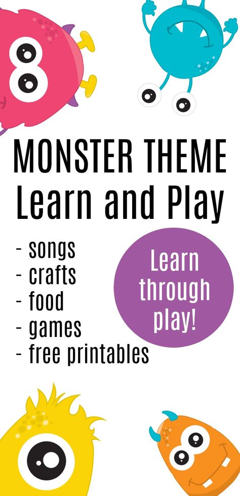 These are such fun ideas for a monster themed learn and play day. Setting up for a playdate. #monsters #monster #themedlearning #freeprintables