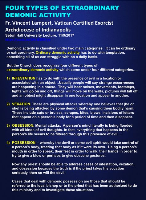 Four types of extraordinary demonic activity. Biblical Demons, Biblical Timeline, Demonic Spirits, Extraordinary Ordinary, Types Of Demons, Demon Possession, Demonic Possession, University Lectures, Seton Hall University