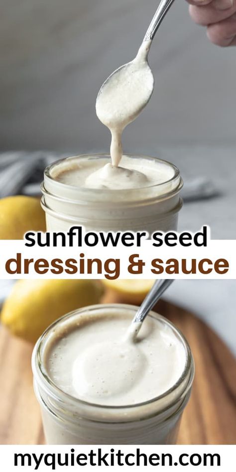 Sunflower Oil Salad Dressing, Sunflower Seed Dressing Vegan, Sunflower Seed Salad Dressing, Sunflower Seed Dressing, Raw Sunflower Seed Recipes, Sunflower Seed Sauce, Vegan Sunflower Seed Recipes, Sunflower Dressing, Sunflower Seed Salad