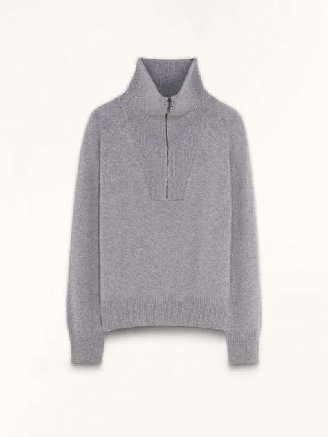 Gray Cashmere, Style Français, Zip Collar, Sweater Fits, Half Zip Sweaters, Sweater Brands, Collar Sweater, Sporty Look, Grey Women