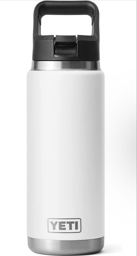 YETI Rambler 26 oz Bottle, Vacuum Insulated, Stainless Steel with Straw YETI Rambler 26 oz Bottle, Vacuum Insulated, Stainless Steel with Straw Cap, White Yeti With Straw, Trendy Water Bottles, Yeti Cup, Yeti Rambler, Cap White, Amazon Finds, Christmas List, Coffee Shop, Water Bottles