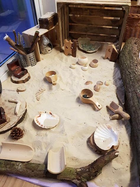 Indoor Sandpit, 2024 Classroom, Curiosity Approach, Reggio Inspired Classrooms, Sand Tray, Ocean Unit, Tuff Tray, Sand Play, Reggio Inspired