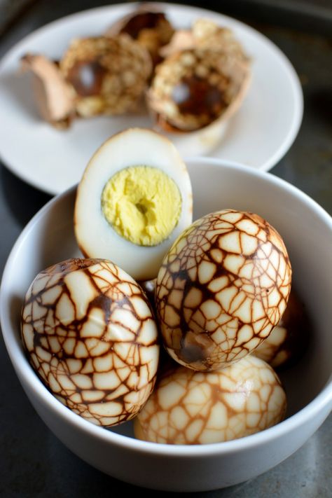 Chinese Tea Eggs, 6 Deviled Eggs Recipe, Tea Eggs Recipe, Food Moodboard, Tea Egg, Take Care Of Myself, Chicke Recipes, Prepared Eggs, Bacon Deviled Eggs