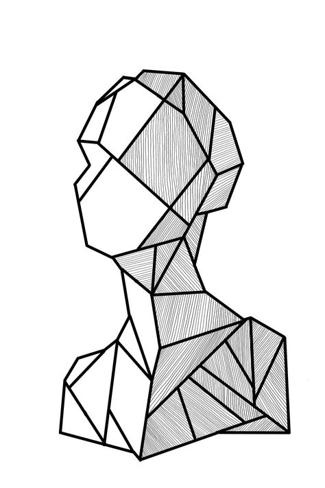 Geometric Shapes Art Drawings, Abstract Geometric Art Pattern Design, Human Face Drawing, Geometric Patterns Drawing, Face Doodles, Brain Drawing, Wrist Tattoo Designs, Wrist Tattoo Ideas, Polygon Art