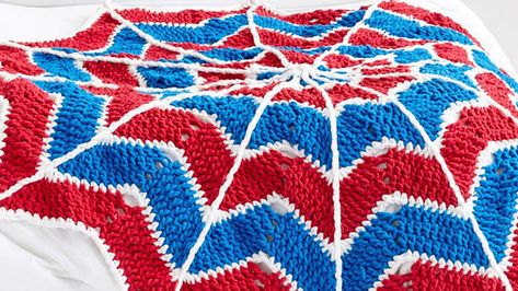 Crochet Spiderweb Blanket Pattern | The Crochet Crowd Spiderweb Blanket, Crochet Spiderweb, Summer Boardwalk, Summer Crochet Patterns Free, Spiderman Blanket, Crochet Baby Mobiles, Ripple Afghan, Star Crochet, Crochet Crowd