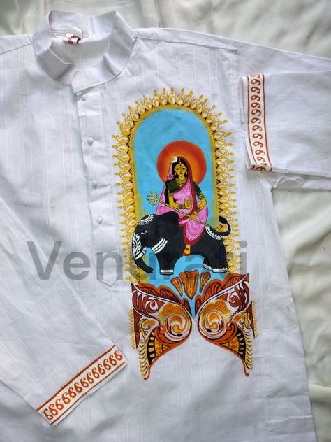 Hand painted Pure Cotton Kurta for Men's, Indian Style Men's Kurta Punjabi Men's Indian Style, Painted Clothing, Men's Kurta, Hand Painted Clothing, Cotton Kurta, Art Populaire, Cartoon Background, Traditional Attire, Gift For Boyfriend